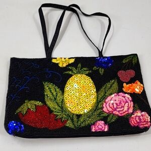 Vintage Beaded Pineapple Fruit Shoulder Bag Handbag Sequins